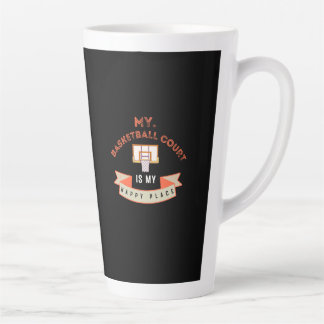 Tasse Latte Mon terrain de basket-ball est mon endroit heureux