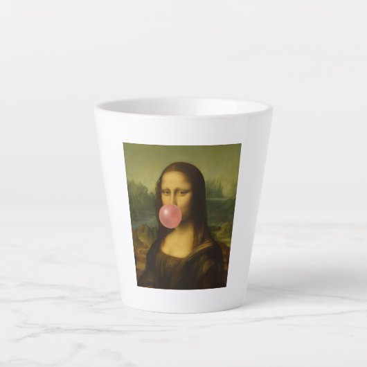 Tasse Latte Mona Lisa soufflant de bulle rose (Devant)