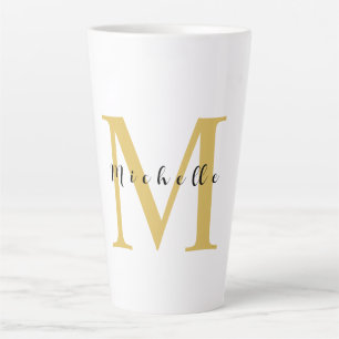 Tasse Latte Monogram Gold Couleur Votre Nom Cadeau spécial Bie
