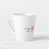 Tasse Latte Monogram Initial, Script élégant mon monde, (Angle gauche)