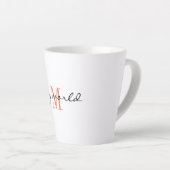 Tasse Latte Monogram Initial, Script élégant mon monde, (Angle droit)