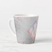 Tasse Latte Monogram Silver Navy Rosegold Girly Newlyweds Cade (Angle gauche)