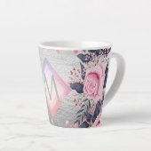 Tasse Latte Monogram Silver Navy Rosegold Girly Newlyweds Cade (Angle droit)