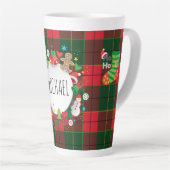 Tasse Latte Monogram Winter Holiday Christmas Scottish Pattern (Angle droit)