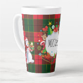 Tasse Latte Monogram Winter Holiday Christmas Scottish Pattern (Angle gauche)
