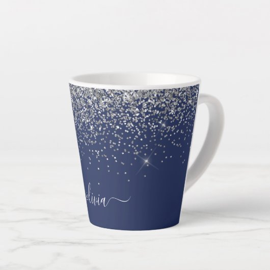Tasse Latte Monogramme à Parties scintillant étincelante en ar (Angle droit)