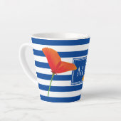 Tasse Latte Monogramme à rayures bleu chic (Angle gauche)