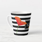 Tasse Latte Monogramme à rayures noires chic (Angle gauche)