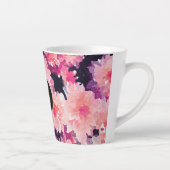 Tasse Latte monogramme Abstrait d'aquarelle rose (Droite)