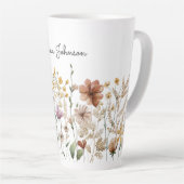 Tasse Latte Monogramme Aquarelle Fleur sauvage Joli Floral (Angle droit)