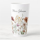 Tasse Latte Monogramme Aquarelle Fleur sauvage Joli Floral (Devant)