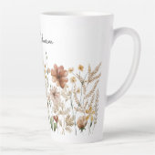Tasse Latte Monogramme Aquarelle Fleur sauvage Joli Floral (Droite)
