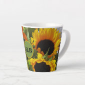 Tasse Latte Monogramme Autumn Sunflower Photo Imprimer 12oz (Angle droit)