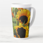 Tasse Latte Monogramme Autumn Sunflower Photo Imprimer 17oz (Angle droit)