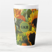 Tasse Latte Monogramme Autumn Sunflower Photo Imprimer 17oz (Devant)
