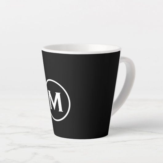 Tasse Latte Monogramme blanc noir minimal (Angle droit)