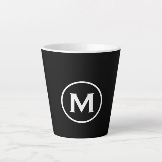 Tasse Latte Monogramme blanc noir minimal (Devant)