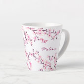 Tasse Latte Monogramme blanc rose Fleurs de cerisiers (Angle droit)