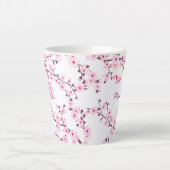 Tasse Latte Monogramme blanc rose Fleurs de cerisiers (Devant)