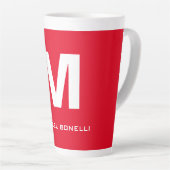 Tasse Latte Monogramme blanc rouge tendance ton nom (Angle droit)