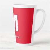 Tasse Latte Monogramme blanc rouge tendance ton nom (Droite)
