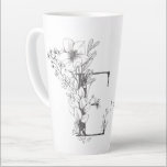 Tasse Latte Monogramme botanique floral "E" Texte personnalisé<br><div class="desc">Lors de l'édition de cette tasse,  vous pourrez choisir votre propre lettre de monogramme floral. Si vous avez des problèmes à trouver votre lettre (A-Z),  contactez-nous via la page de contact du concepteur et nous reviendrons dans les 24h.</div>