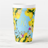 Tasse Latte Monogramme citron bleu (Devant)