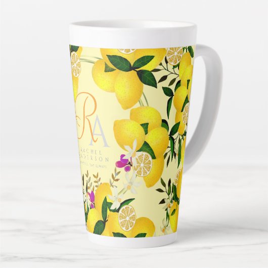 Tasse Latte Monogramme citron jaune (Angle droit)