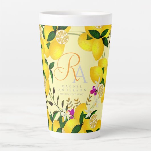 Tasse Latte Monogramme citron jaune (Devant)