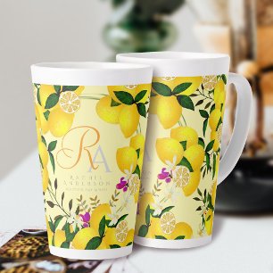 Tasse Latte Monogramme citron jaune
