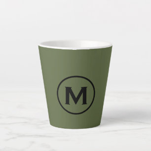 Tasse Latte Monogramme classique minimal vert olive