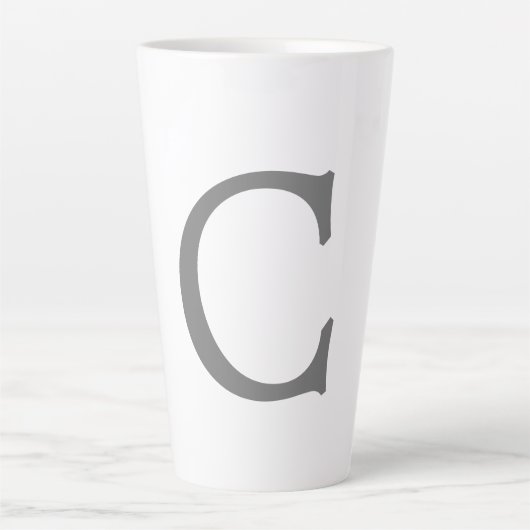 Tasse Latte Monogramme classique minimaliste élégant gris init (Devant)