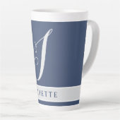 TASSE LATTE MONOGRAMME CLASSIQUE SIMPLE INITIAL NOMMÉ ARGENT B (Angle droit)