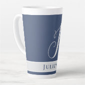 TASSE LATTE MONOGRAMME CLASSIQUE SIMPLE INITIAL NOMMÉ ARGENT B (Angle gauche)