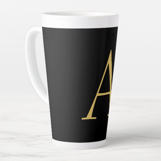 Tasse Latte Monogramme couleur or noir professionnel (Angle gauche)