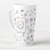 Tasse Latte Monogramme d'aquarelle moderne tendance Kute Flowe (Angle gauche)
