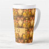 Tasse Latte Monogramme d'art fractal jaune peigne (Angle droit)