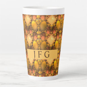Tasse Latte Monogramme d'art fractal jaune peigne
