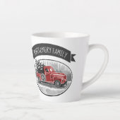 Tasse Latte Monogramme de camion rouge rustique Nom de famille (Droite)