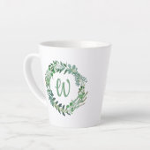 Tasse Latte Monogramme de couronne verte (Angle gauche)