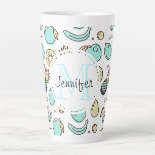 Tasse Latte Monogramme de dessin de la ligne d'été Motif de fr