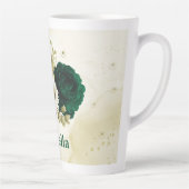 Tasse Latte Monogramme de fleurs d'or et d'ivoire vert émeraud (Droite)