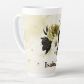 Tasse Latte Monogramme de fleurs dorées ivoire marron Incroyab (Angle gauche)