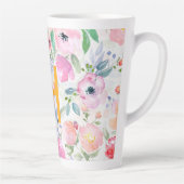 Tasse Latte monogramme de fleurs roses (Droite)