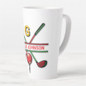 Tasse Latte Monogramme de golf Metallic Green et Argent (Angle droit)