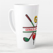 Tasse Latte Monogramme de golf Metallic Green et Argent (Angle gauche)