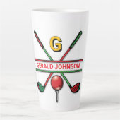 Tasse Latte Monogramme de golf Metallic Green et Argent (Devant)