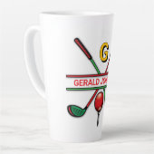 Tasse Latte Monogramme de golf Metallic Green et Argent (Angle gauche)