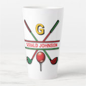 Tasse Latte Monogramme de golf Metallic Green et Argent (Devant)