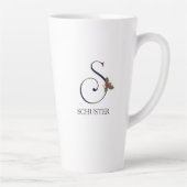 Tasse Latte Monogramme de jour férié S et nom initial (Droite)